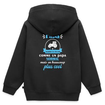 J'ai un papa agriculteur, cadeau de naissance - Sweat Premium à capuche zippé enfant bio - noir - Dos - AI Model Kid Male (0cm)