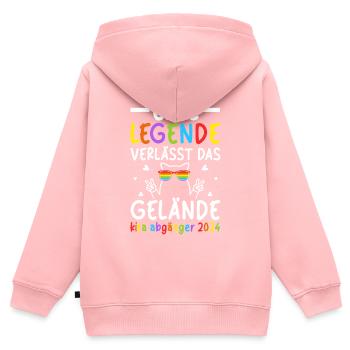 Sorties de la maternelle 2024 - Sweat Premium à capuche zippé enfant bio - rose - Dos - AI Model Kid Female (0cm)