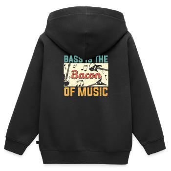 La basse est le bacon de Music Guitar Player - Sweat Premium à capuche zippé enfant bio - noir - Dos - AI Model Kid Male (0cm)