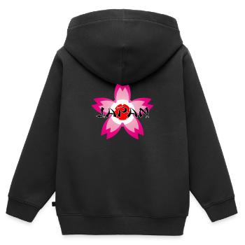 Japan Cherry Blossom - Kids Premium Organic Zip-up Hoodie - black - Back - AI Model Kid Male (0cm)