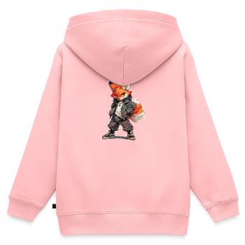 Fuchs - Kinder Premium Organic Zip Hoodie - Rosa - Hinten - AI Model Kid Female (0cm)