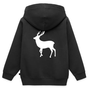 Reh mit Geweih - Kinder Premium Organic Zip Hoodie - Schwarz - Hinten - AI Model Kid Male (0cm)