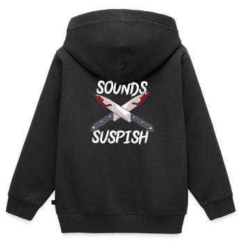 Sounds Suspish - Kinder Premium Organic Zip Hoodie - Schwarz - Hinten - AI Model Kid Male (0cm)