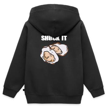 Shuck It - Kinder Premium Organic Zip Hoodie - Schwarz - Hinten - AI Model Kid Male (0cm)