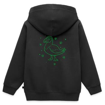 Canard - Oiseaux d’oie - Sweat Premium à capuche zippé enfant bio - noir - Dos - AI Model Kid Male (0cm)