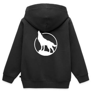 Wolf - Protection de la nature - Protection des animaux - Sweat Premium à capuche zippé enfant bio - noir - Dos - AI Model Kid Male (0cm)