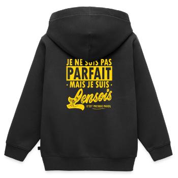 Lensois Lens footbal supporter fier de lens - Sweat Premium à capuche zippé enfant bio - noir - Dos - AI Model Kid Male (0cm)