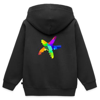 Seestern Taucher Regenbogen Tiere Polygon - Kinder Premium Organic Zip Hoodie - Schwarz - Hinten - AI Model Kid Male (0cm)