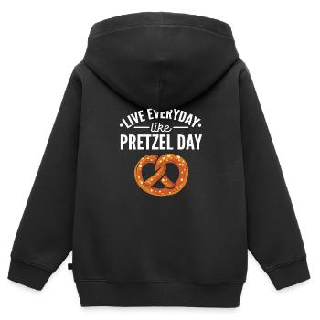 bretzel - Sweat Premium à capuche zippé enfant bio - noir - Dos - AI Model Kid Male (0cm)