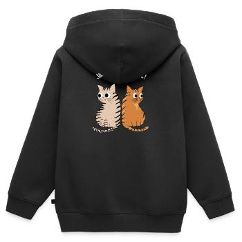 JUST ACT NORMAL - TABBY CATS, FOR CAT LOVERS - Kids Premium Organic Zip-up Hoodie - black - Back - AI Model Kid Male (0cm)