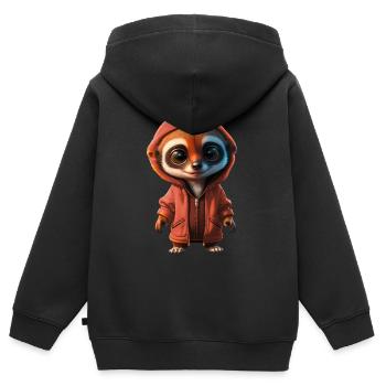 Charmantes Erdmännchen in Kapuzenjacke - Kinder Premium Organic Zip Hoodie - Schwarz - Hinten - AI Model Kid Male (0cm)