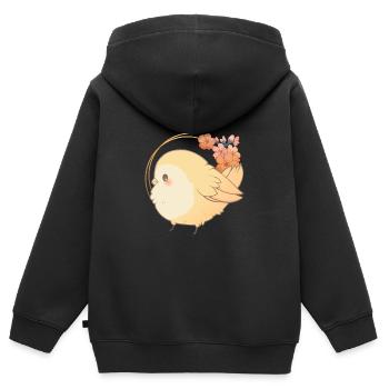 Kawaii Vogel- und Kirschblüten - Kinder Premium Organic Zip Hoodie - Schwarz - Hinten - AI Model Kid Male (0cm)