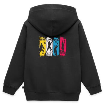 Bump set spike répéter cool volleyball en disant - Sweat Premium à capuche zippé enfant bio - noir - Dos - AI Model Kid Male (0cm)