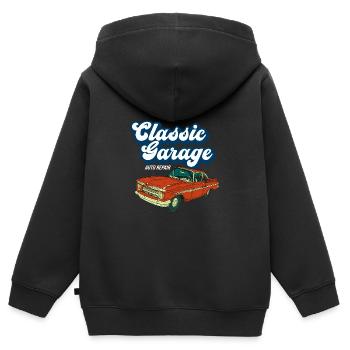Retro Graphic Car Lover Car Mechanic Vehicle Techn - Kinder Premium Organic Zip Hoodie - Schwarz - Hinten - AI Model Kid Male (0cm)