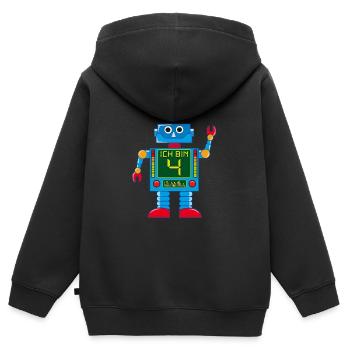 Roboter 4 Jahre 4. Geburtstag - Kinder Premium Organic Zip Hoodie - Schwarz - Hinten - AI Model Kid Male (0cm)