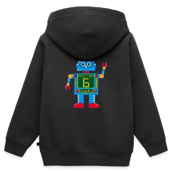 Roboter 6 Jahre 6. Geburtstag - Kinder Premium Organic Zip Hoodie - Schwarz - Hinten - AI Model Kid Male (0cm)