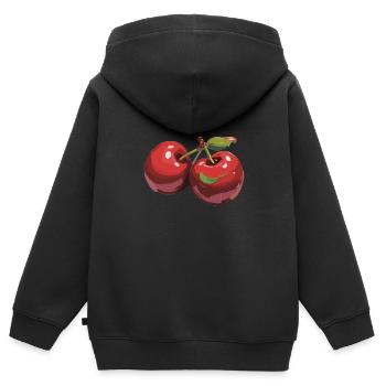 Rote Kirsche Cherries Kirschen Cherry - Kinder Premium Organic Zip Hoodie - Schwarz - Hinten - AI Model Kid Male (0cm)