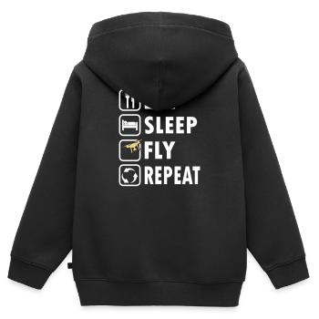 Eat Sleep Fly Repeat - Kinder Premium Organic Zip Hoodie - Schwarz - Hinten - AI Model Kid Male (0cm)