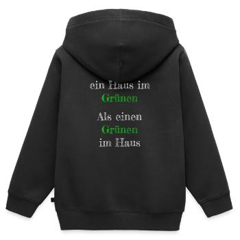 Lieber ein Haus im Grünen als einen Grünen im Haus - Kinder Premium Organic Zip Hoodie - Schwarz - Hinten - AI Model Kid Male (0cm)