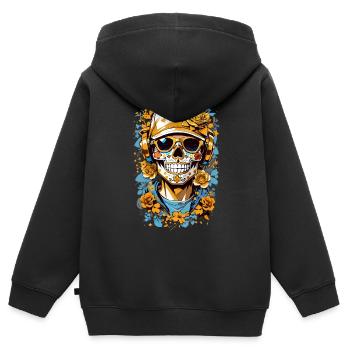 Zucker Schädel - Kinder Premium Organic Zip Hoodie - Schwarz - Hinten - AI Model Kid Male (0cm)