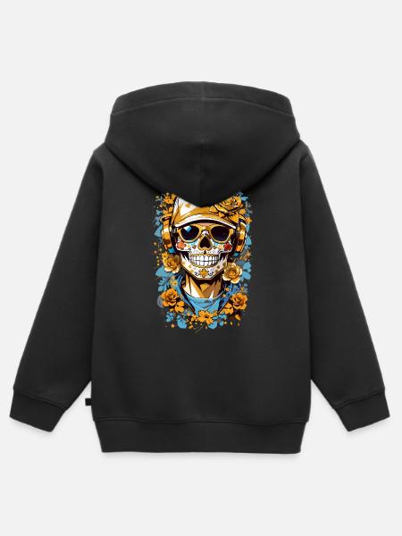 Zucker Schädel - Kinder Premium Organic Zip Hoodie - Schwarz