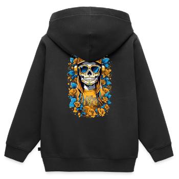 Zucker Schädel - Kinder Premium Organic Zip Hoodie - Schwarz - Hinten - AI Model Kid Male (0cm)