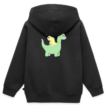 Cute dinosaur couple - Kids Premium Organic Zip-up Hoodie - black - Back - AI Model Kid Male (0cm)