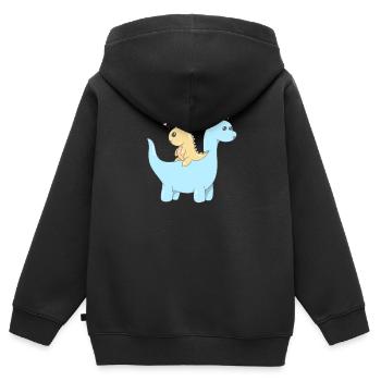 Cute dinosaur couple - Kids Premium Organic Zip-up Hoodie - black - Back - AI Model Kid Male (0cm)