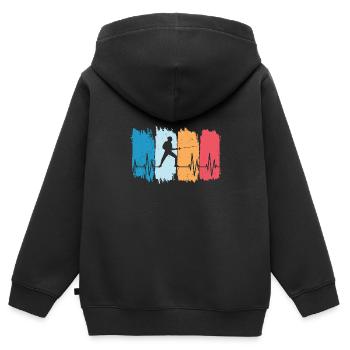 Fechten Herzrhythmus Fechter Geschenke 2021 - Kinder Premium Organic Zip Hoodie - Schwarz - Hinten - AI Model Kid Male (0cm)