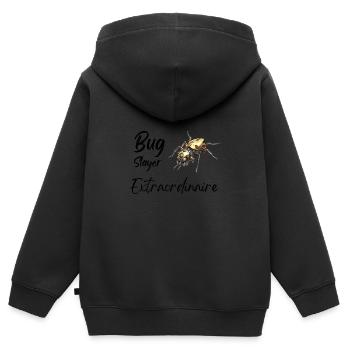 Bug Slayer Extraordinaire - Kinder Premium Organic Zip Hoodie - Schwarz - Hinten - AI Model Kid Male (0cm)