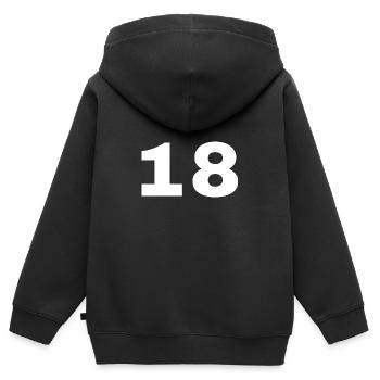 18 - Kids Premium Organic Zip-up Hoodie - black - Back - AI Model Kid Male (0cm)