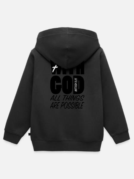 With God all things... - Kinder Premium Organic Zip Hoodie - Schwarz