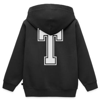 Buchstabe T - Kinder Premium Organic Zip Hoodie - Schwarz - Hinten - AI Model Kid Male (0cm)
