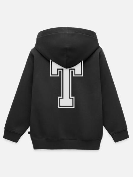 Buchstabe T - Kinder Premium Organic Zip Hoodie - Schwarz