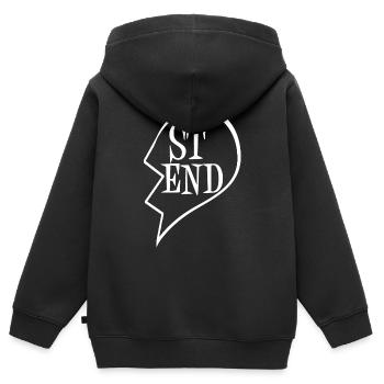 Amitié - Sweat Premium à capuche zippé enfant bio - noir - Dos - AI Model Kid Male (0cm)