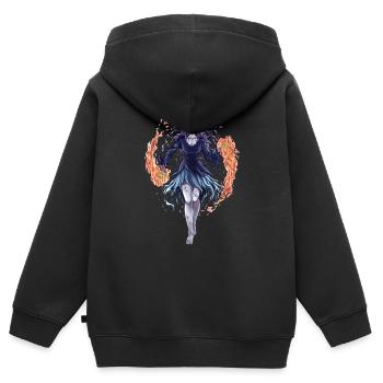 Fire Demon - Kinder Premium Organic Zip Hoodie - Schwarz - Hinten - AI Model Kid Male (0cm)