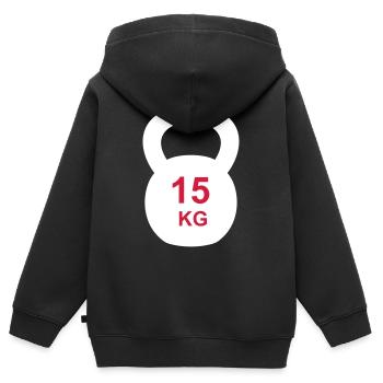 Kettlebell 10 kg - Kinder Premium Organic Zip Hoodie - Schwarz - Hinten - AI Model Kid Male (0cm)