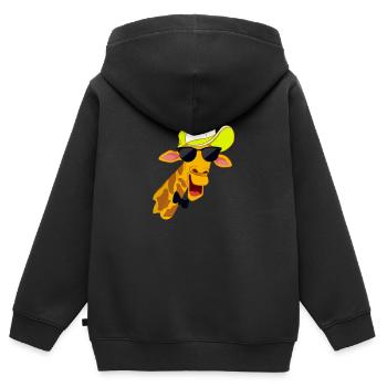 Hipster girafe t-shirt avec des lunettes - Sweat Premium à capuche zippé enfant bio - noir - Dos - AI Model Kid Male (0cm)