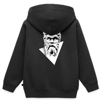 Weisheit - Kinder Premium Organic Zip Hoodie - Schwarz - Hinten - AI Model Kid Male (0cm)