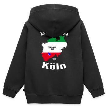 NRW Köln - Kinder Premium Organic Zip Hoodie - Schwarz - Hinten - AI Model Kid Male (0cm)