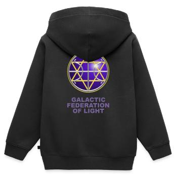 SEAL - FEDERATION OF LIGHT, digital, planet, - Sweat Premium à capuche zippé enfant bio - noir - Dos - AI Model Kid Male (0cm)