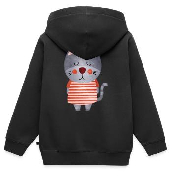 Sucre chat doux - Sweat Premium à capuche zippé enfant bio - noir - Dos - AI Model Kid Male (0cm)