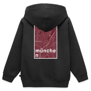 München Hipster Stadt Karte rot - Kinder Premium Organic Zip Hoodie - Schwarz - Hinten - AI Model Kid Male (0cm)