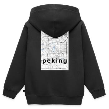 Beijing hipster city map black white - Kids Premium Organic Zip-up Hoodie - black - Back - AI Model Kid Male (0cm)