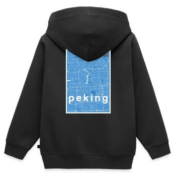 Beijing hipster city map blue - Kids Premium Organic Zip-up Hoodie - black - Back - AI Model Kid Male (0cm)