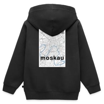 Moscou hipster carte de la ville noir blanc - Sweat Premium à capuche zippé enfant bio - noir - Dos - AI Model Kid Male (0cm)