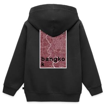 Bangkok Hipster Stadt Karte rot - Kinder Premium Organic Zip Hoodie - Schwarz - Hinten - AI Model Kid Male (0cm)