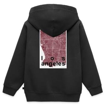 Los Angeles Hipster Stadt Karte rot - Kinder Premium Organic Zip Hoodie - Schwarz - Hinten - AI Model Kid Male (0cm)
