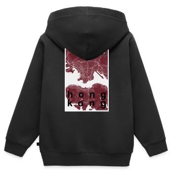 Hong Kong Hipster Stadt Karte rot - Kinder Premium Organic Zip Hoodie - Schwarz - Hinten - AI Model Kid Male (0cm)