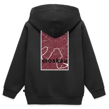 Moscou hipster carte de la ville rouge - Sweat Premium à capuche zippé enfant bio - noir - Dos - AI Model Kid Male (0cm)